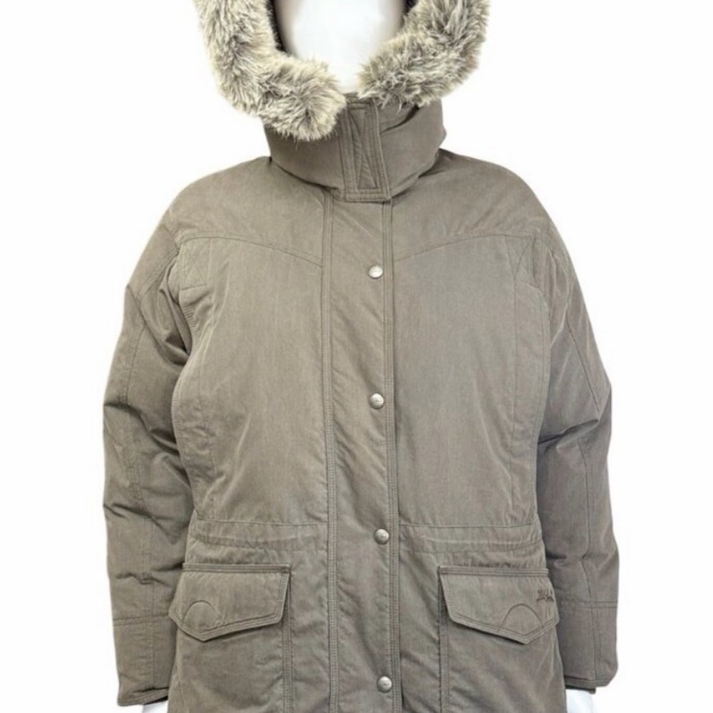 L.L. Bean Vintage Women's Tab Puffer Coat with Faux Fur Hood